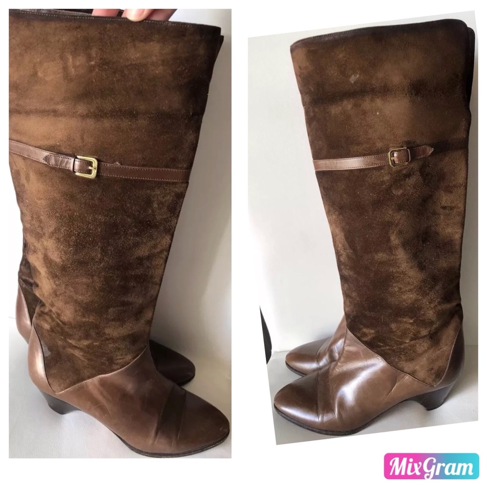 VTG Gucci Chocolate Brown Suede Leather Knee Boots